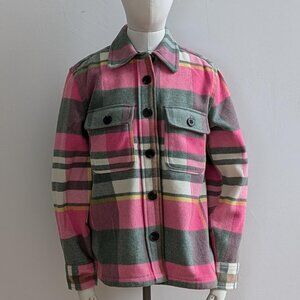 Free Assembly Pink and Green Flannel Shacket